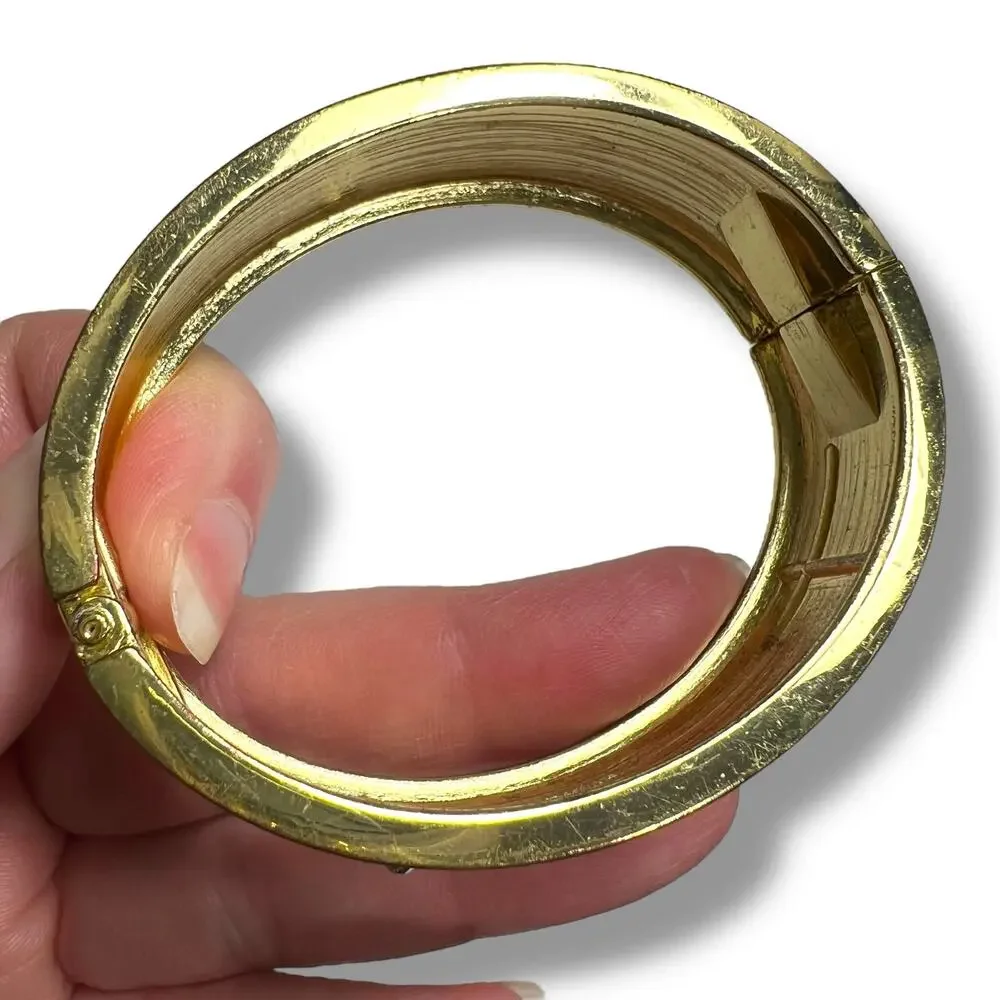 Womens Bangle Cuff Bracelet Fashion Jewelry Jeweled Black Cream Gold